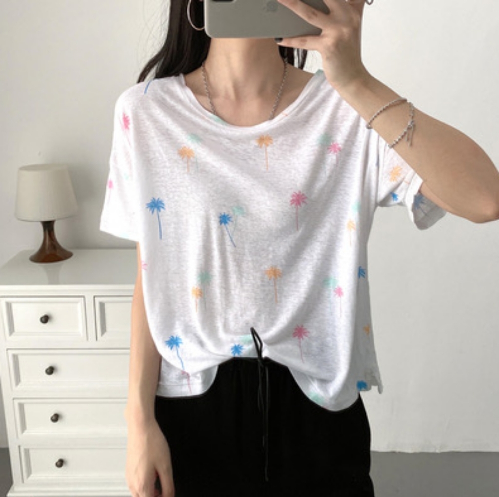 NEW RAILS Luna Top Neon Palms Print